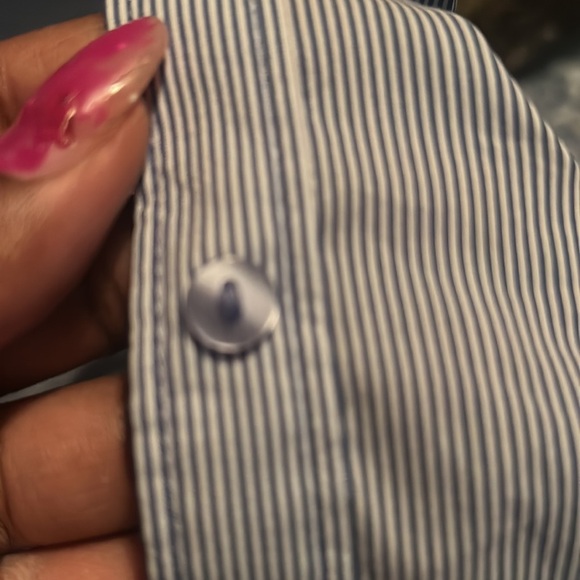 Worthington Women's Blue White Button-Up Long Sleeve Blouse Size extra Large - Picture 4 of 4